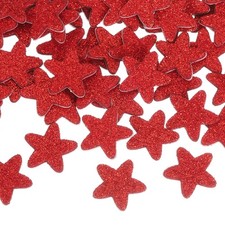 100 Pcs Glitter Foam Stickers Star Shapes Craft Foam Stickers, Red