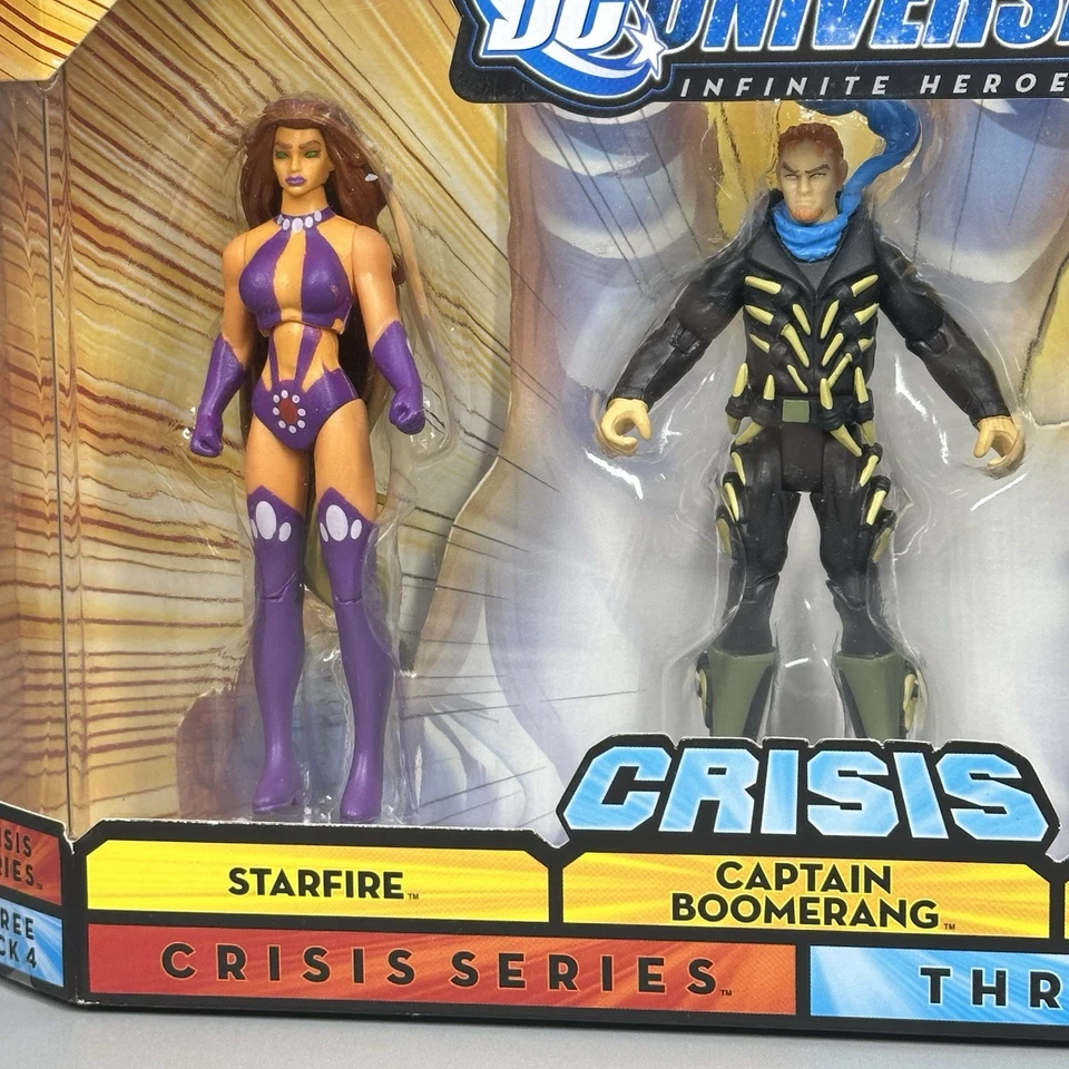 Figuras de 4" DC Universe Crisis Series Starfire, Raven & Captain Boomerang - Paquete de 3 Foto 2 de 4