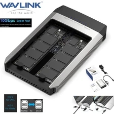 Dual-Bay USB 3.2 M.2 NVME SSD Enclosure 20Gbps for M.2 SSD of M-Key or M+B Key