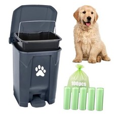 Dog Poop Trash Can for Outdoors, Dog Waste Trash Can for 20L Grey-Green Bag
