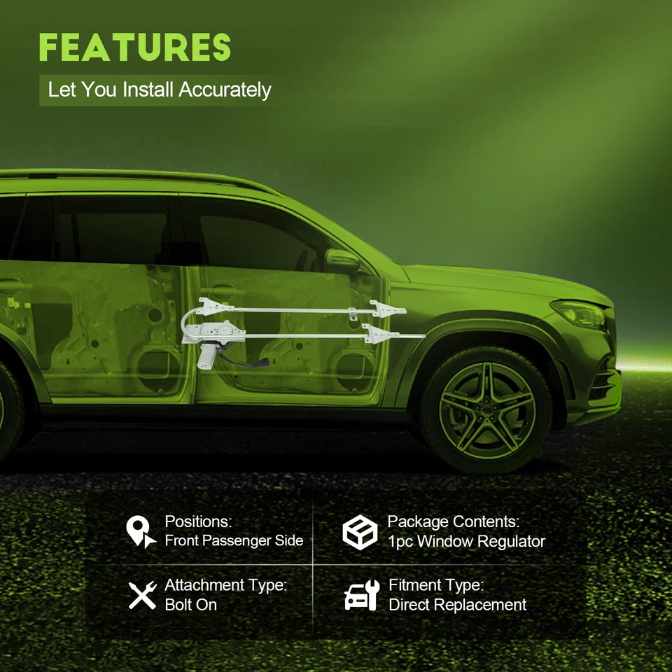 Regulador de ventana eléctrica delantero derecho con motor para Peterbilt 357 Base 1987-96 Foto 2 de 4