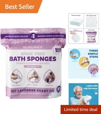 Lavender Scented No Rinse Bathing Wipes - 25 Hypoallergenic Body Cleansing Wipes