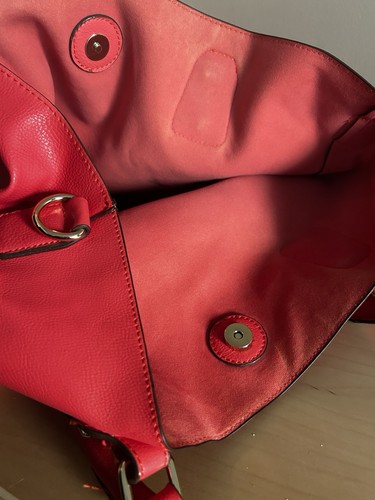 *NEW* Charming Charlie Hot Pink Coral Shoulder Bag w/ Cheeta Print Mini Purse - Picture 7 of 24
