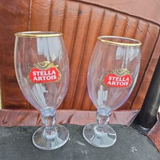 2 x Stella Artois  Rare hard Plastic Pint Glass acrylic bar mancave 