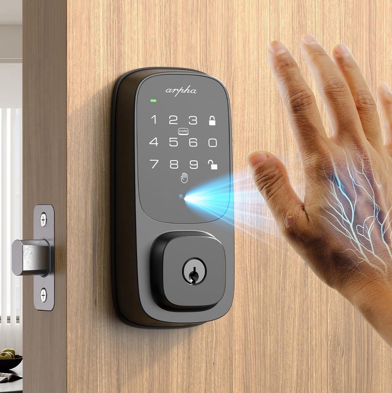 Arpha SP300K WiFi Keyless Smart Deadbolt Lock with Palm Recognition  -image