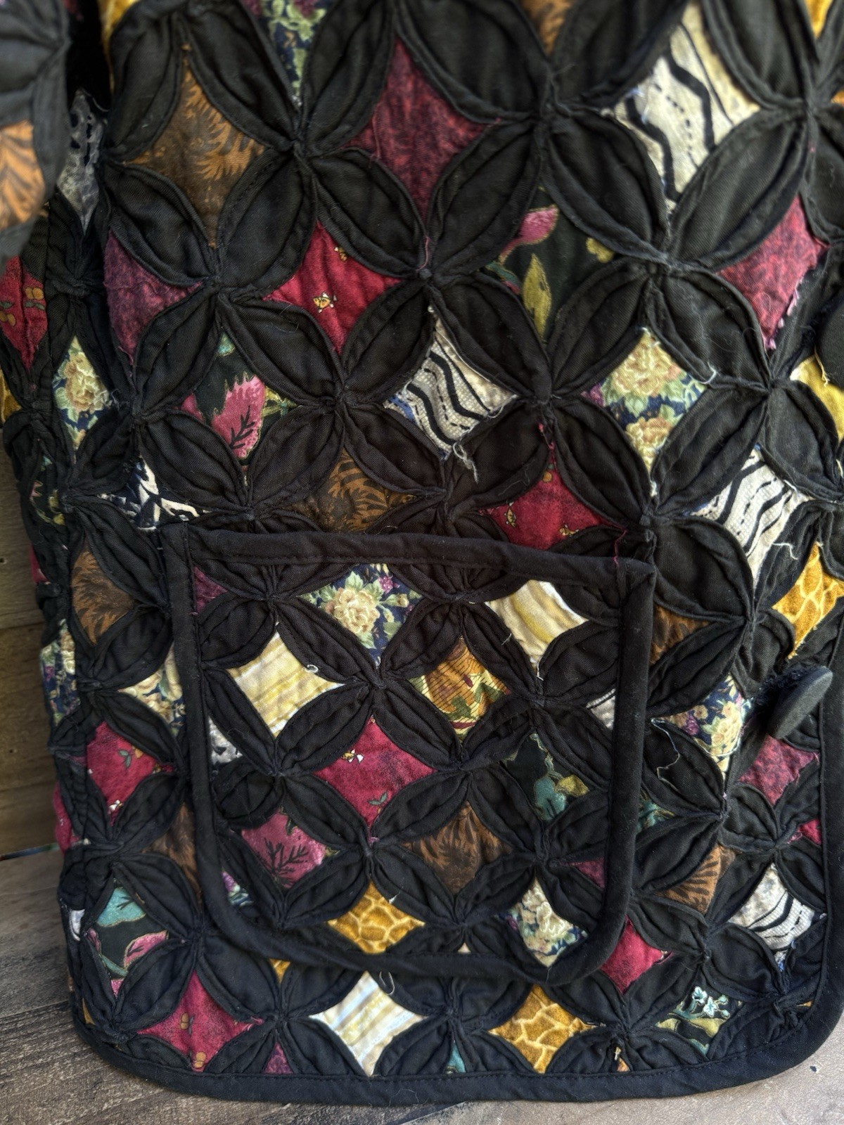 Vintage Quilted Pattern Jacket Coat Button Up Siz… - image 4