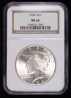1934 Peace Silver Dollar NGC MS-63