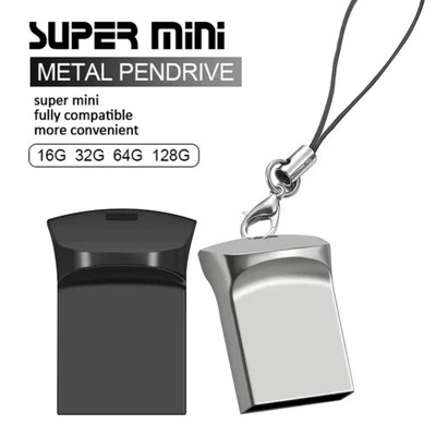 Mini Metal USB Flash Drive 4/8/16/32/64 GB Ultra Fit Memory Stick with Keychain