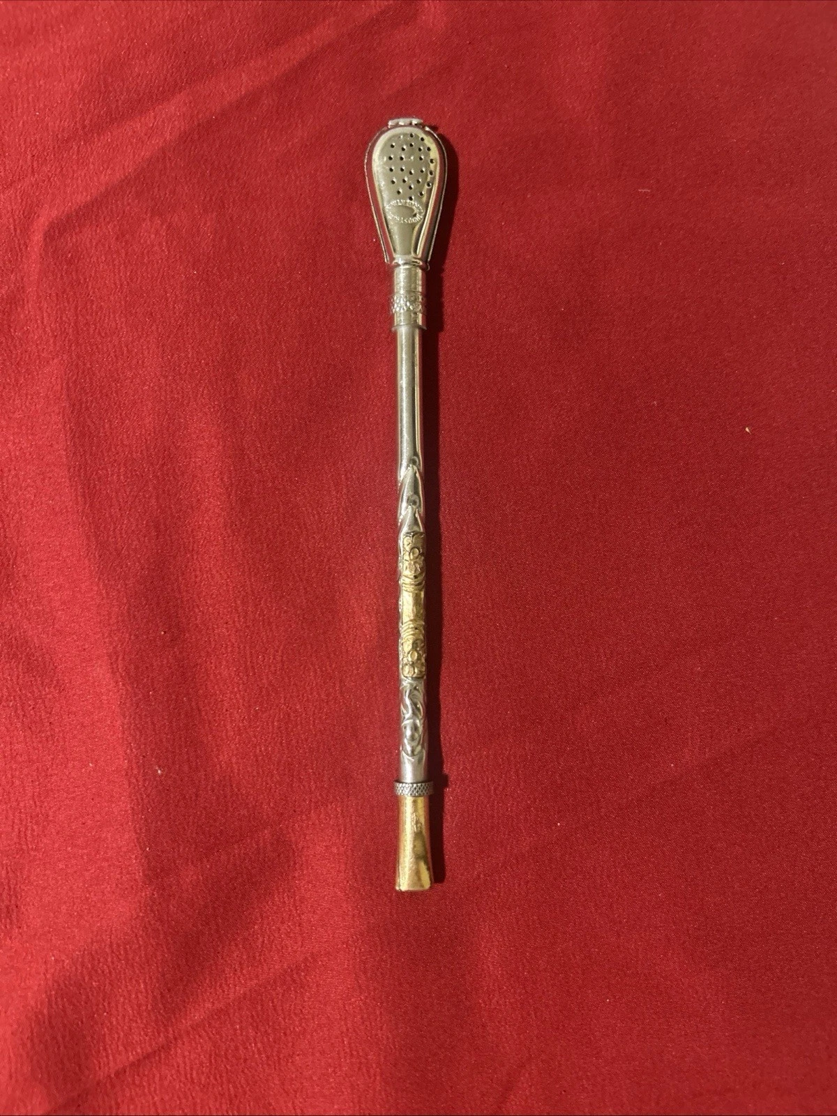 Vintage Metal Tea Infuser Strainer Drinking Straw