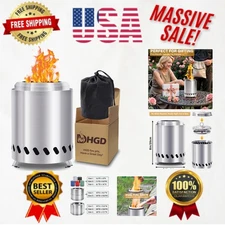Mini Smokeless Fire Pit for Patios & Camping - Includes Carry Bag, Silver