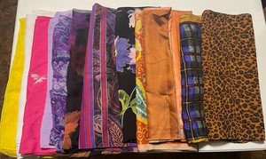 Lot of 12 Vintage -Now Scarves Wraps Rectangular Polyester Silk GUC Multicolor