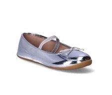 New Wonder Nation Girls Bow Ballet Flats Dress Shoes Silver Mirrored Size 6 NEW