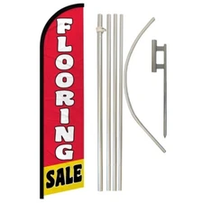 Flooring Sale Advertising Windless Banner Flag & Flag Pole Kit & Ground Spike