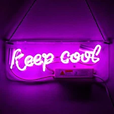 14"x4" Keep Cool Neon Sign Acrylic Light Lamp Glass Gift Bedroom Decor ZS702