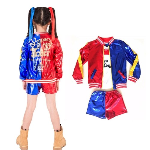Book week Harley Quinn Kids Jacket Shorts Costume Outfit & Baseball Bat Cosplay - Picture 14 of 21