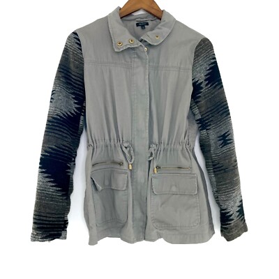 Quinn Gray Green khaki Cargo Utility Tribal Aztec inspired Jacket sz Small 