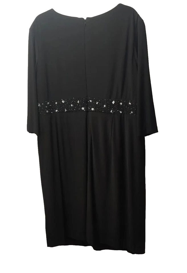 Alex Evenings Woman Dress Rockabilly Cocktail Party Black Rhinestone Plus 22W - Image 3 of 4