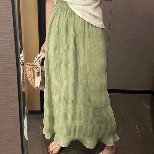 Gonna donna temperamento vita alta rughe bolla chiffon plissettata mezza gonna