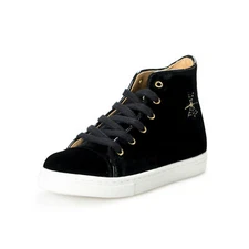 Charlotte Olympia Girls "INCY PURRRFECT HIGH-TOPS" Velvet Leather Sneakers Shoes