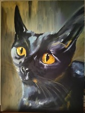ORIGINAL  OIL ON CANVAS PAINTING OF THE CAT  BY YEVGENIY KIEVSKIY