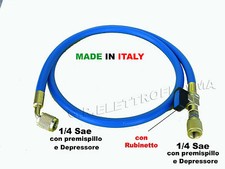 FRUSTA TUBO FLESSIBILE con rubinetto 1/4 F-1/4 F GAS R407C R134A R22 R404 R12 E