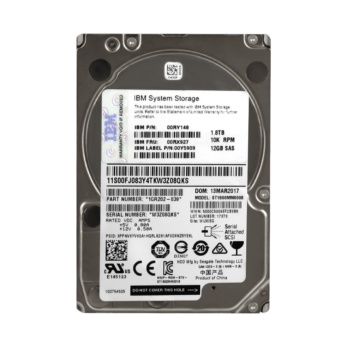 Hard Drive IBM 00RX927 00RY148 ST1800MM0008 1.8TB 10K 128MB Hard Drive IBM 00RX927 00RY148 ST1800MM0008 1.8TB 10K 128MB