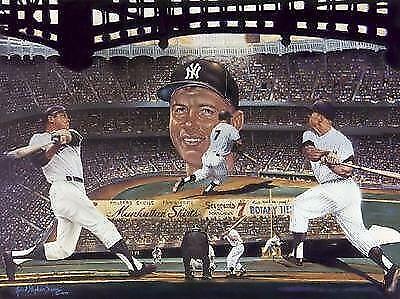 Mickey Mantle New York Yankees Power Pinstripes Lithograph by Robert Simon