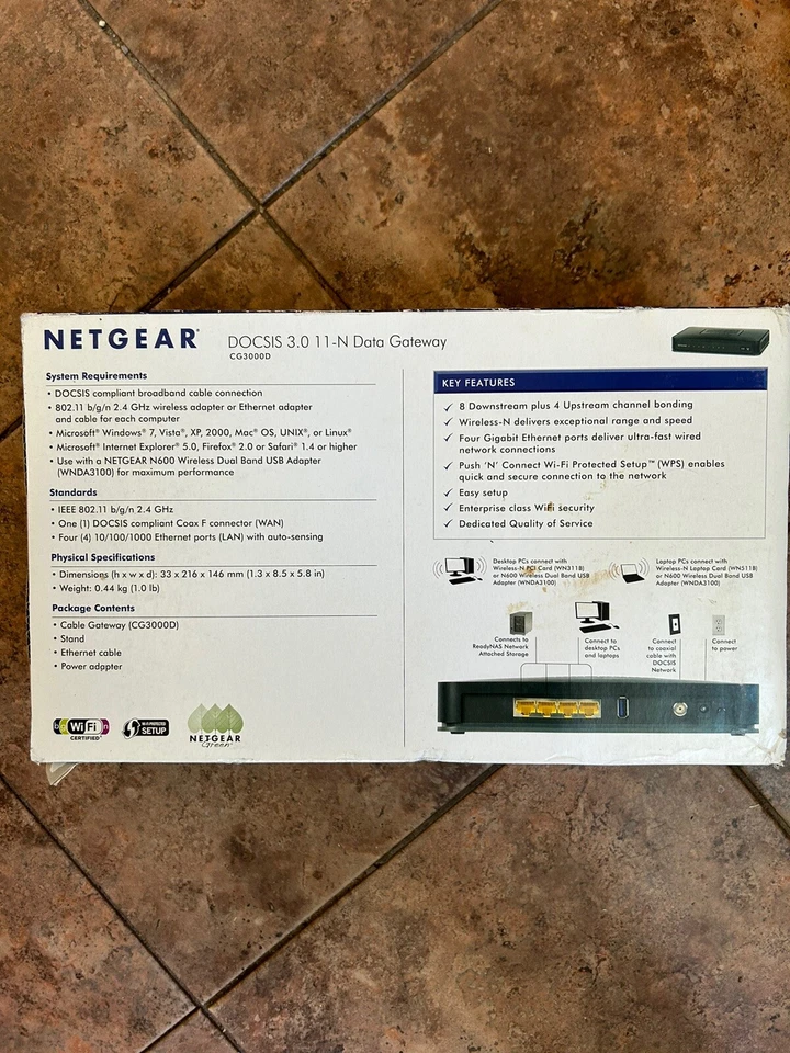 NETGEAR CG3000D Cable Modem + Router For Older Game Systems Ps3 Wii Xbox360 Ect - Image 2 of 2