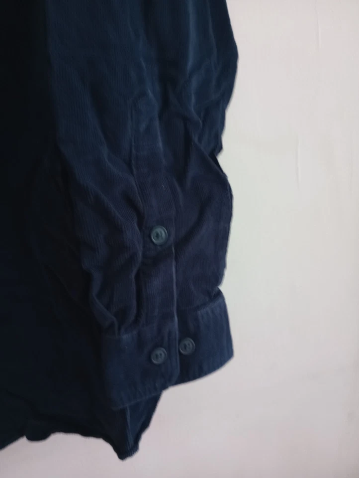 Vintage Mens Solid Navy Corduroy Long Sleeve Button Front Shirt By Columbia XL - Image 3 of 4