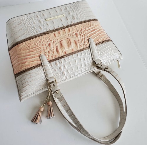 NUOVA borsa a tracolla Brahmin Medium Asher Tote Peach Rose in pelle - Foto 3 di 5