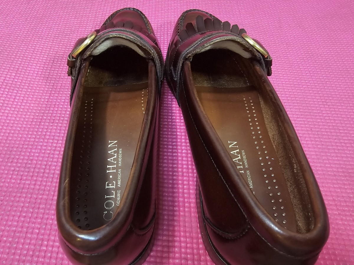 COLE HAAN Mens 9.5B Genuine Handsewn Slip-On Kiltie Buckle 