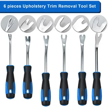 6pc Metal Pry Tool Set Auto Door Panel Trim Upholstery Clip Remover Kit