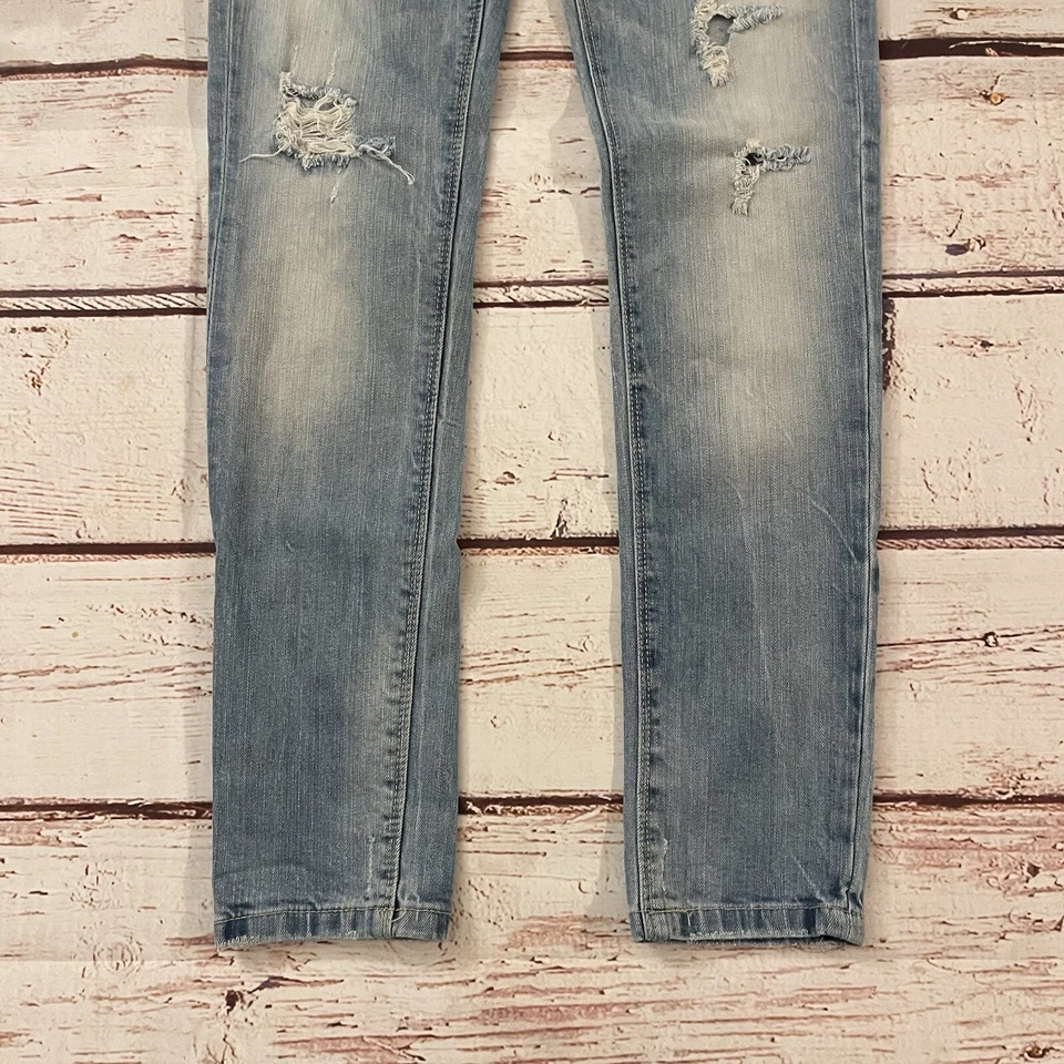 Zara Premium Wash Trafaluc Jeans Women's Size 4 Slim Blue Distressed Inseam 29” - Image 3 of 4