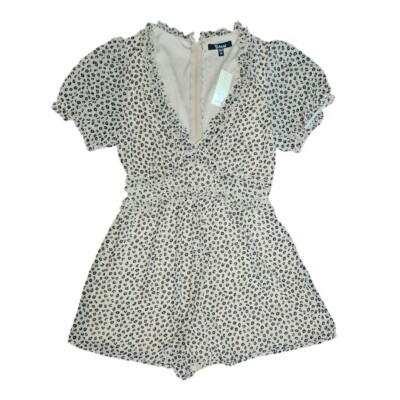 Trixxi Francescas NWT Romper Womens Size M Medium Tan Black Animal Print
