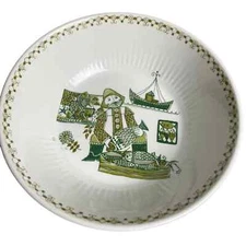 Vintage Figgjo Flint Norway Lotte hand painted pasta soup bowl 6.5” fisherman
