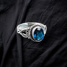 London Blue Topaz Gemstone 925 Sterling Ring Handmade Jewelry Ring For Gift