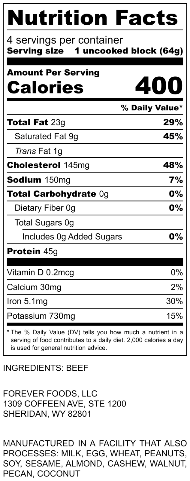 FOREVER FOODS™️ Uncooked FreezeDried Ground Beef — 2 lbs Equivalent