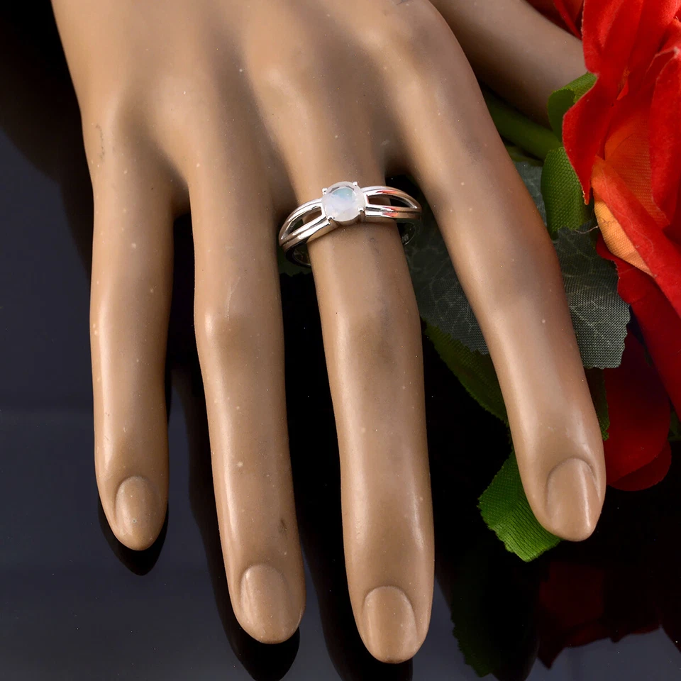 Celestial Cascade 925 Sterling Silber Regenbogen-Mondstein-Wasserfall-Ring - Bild 4 von 4