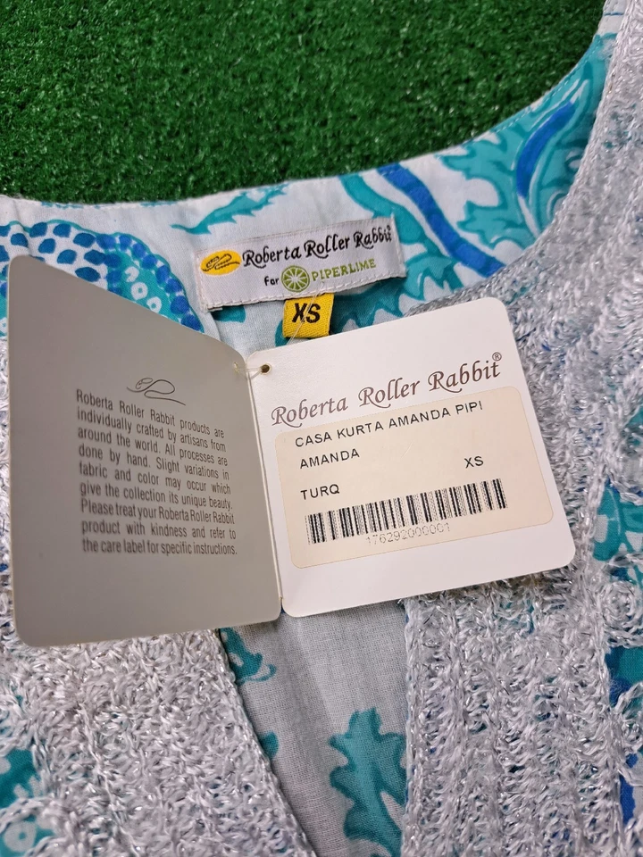 Roberta Roller Rabbit Tunic Casa Kurta Amanda PiPi Blue Printed Women's XS NEW  - Image 3 of 4