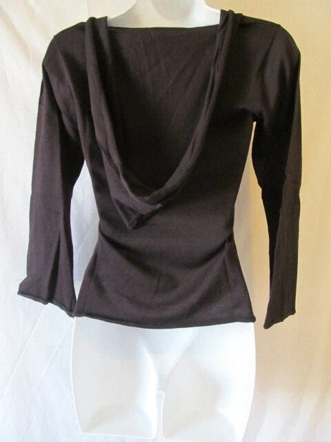 Nuevo Top con Capucha Lily McNeal 100% Algodón Negro Súper Suave Talla Pequeña Foto 3 de 4