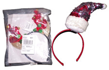 2 NEW CHRISTMAS HEADBANDS BOY GIRL REINDEER ANTLERS  Santa Hat one size 8 CLtb