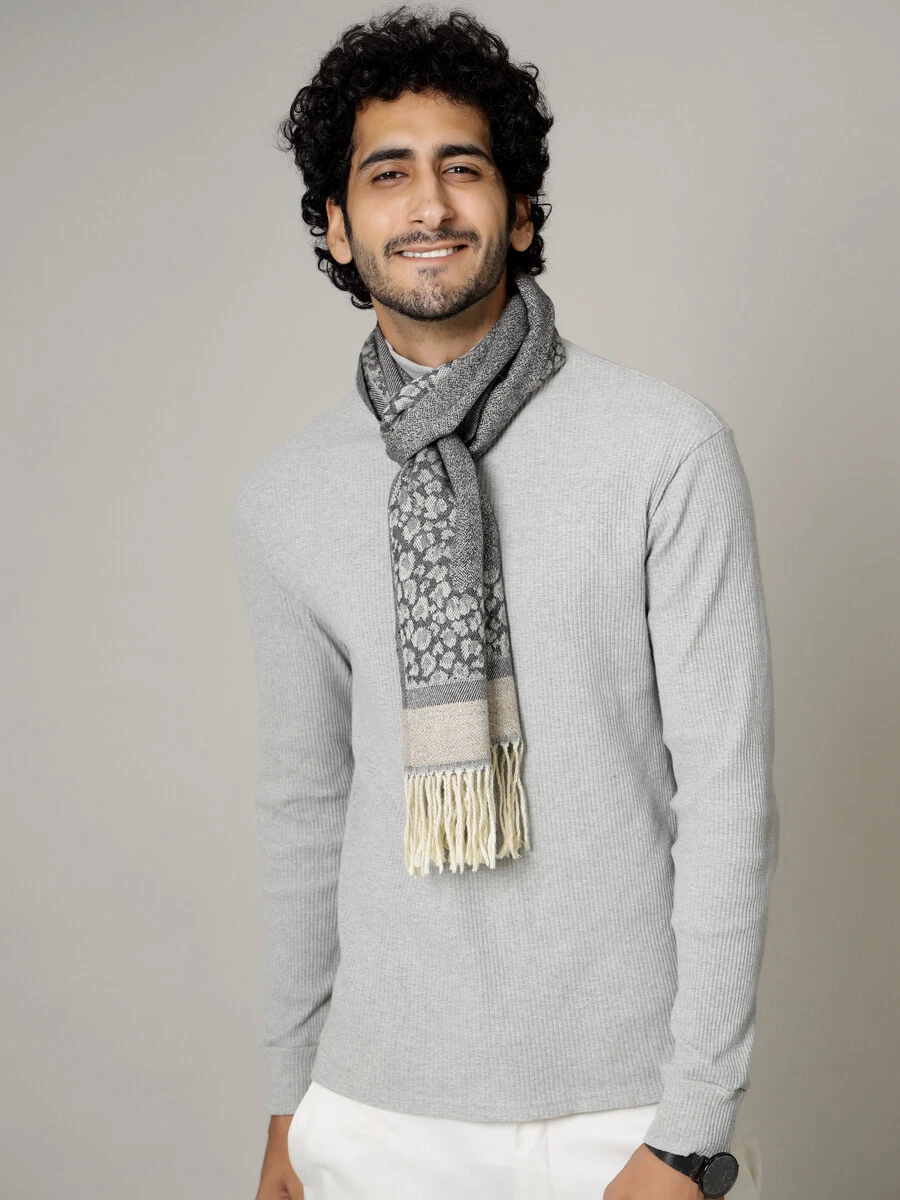 Winter Unisex 100% Cashmere Leopard Design India Made Woven Scarves Wool Scarf