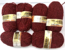 Lot 6 skeins Unger Rhumba Yarn Wine Red 42 AJ Soft Boucle Vintage 1.75 oz each