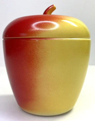 Vintage 1950s Hazel Atlas Milk Glass Apple Jar 4" Sugar Jam Jelly Dish