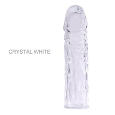 Extra 1/2" Transparent Penis Extender Sleeve Reusable Condom 20 Girth 6.5"