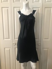 Vera Wang Lavender Label Cocktail Dress Black Satin Size 2 XS 36 LBD No Flaws