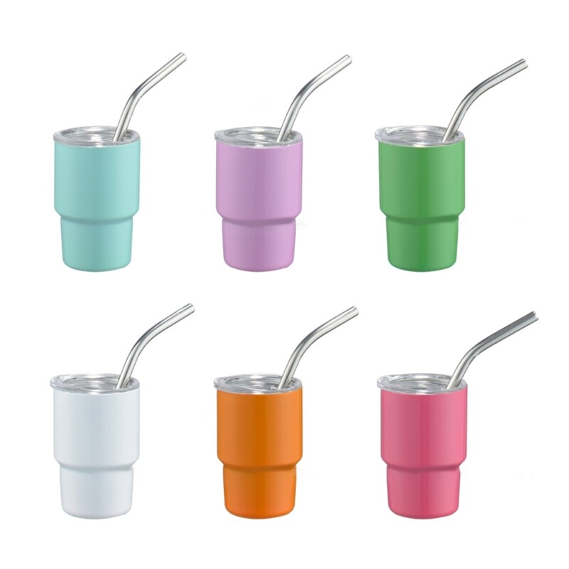 2oz stainless steels Car Cup Mug Tumblers with Straw Portable Coffee Cup