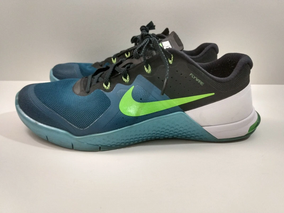 Nike Metcon 2 004 Sticky Rubber Blue Lime Green Flywire Shoes Size 12 eBay