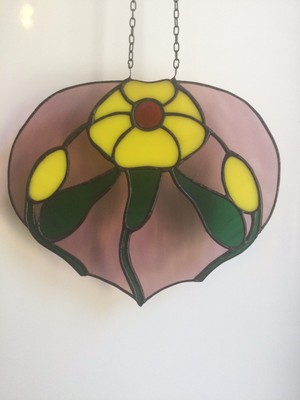 Fensterbild Glasbild Sonnenfänger Blume Unikat Buntglas Tiffany Bleiverglasung