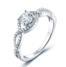 925 STERLING SILVER INFINITY ROUND CUT CZ ENGAGEMENT RING BAND SIZE 3-15 ML483